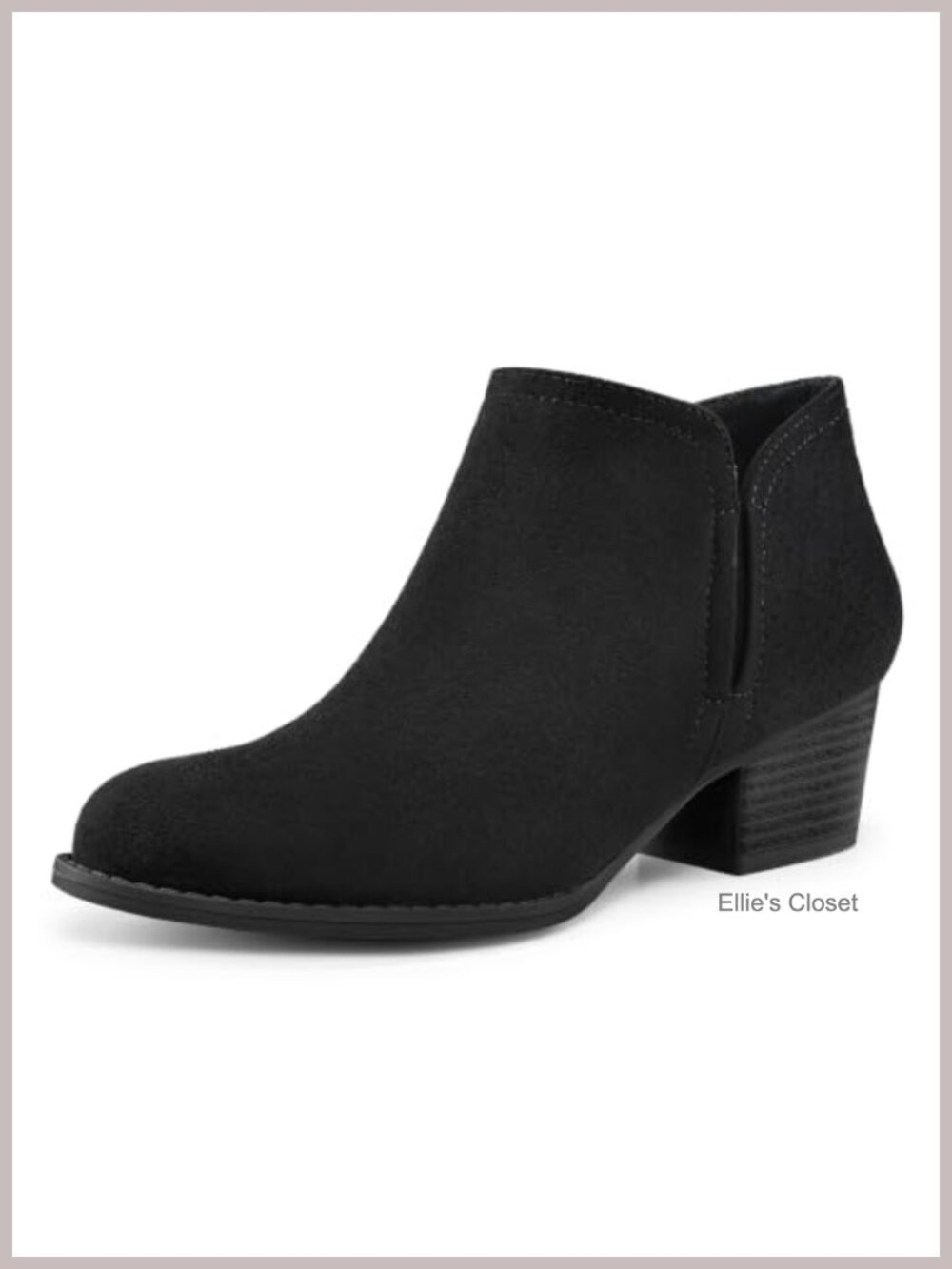 Women's Ankle Boots Low Chunky Stacked Heel Booties with Side Zip